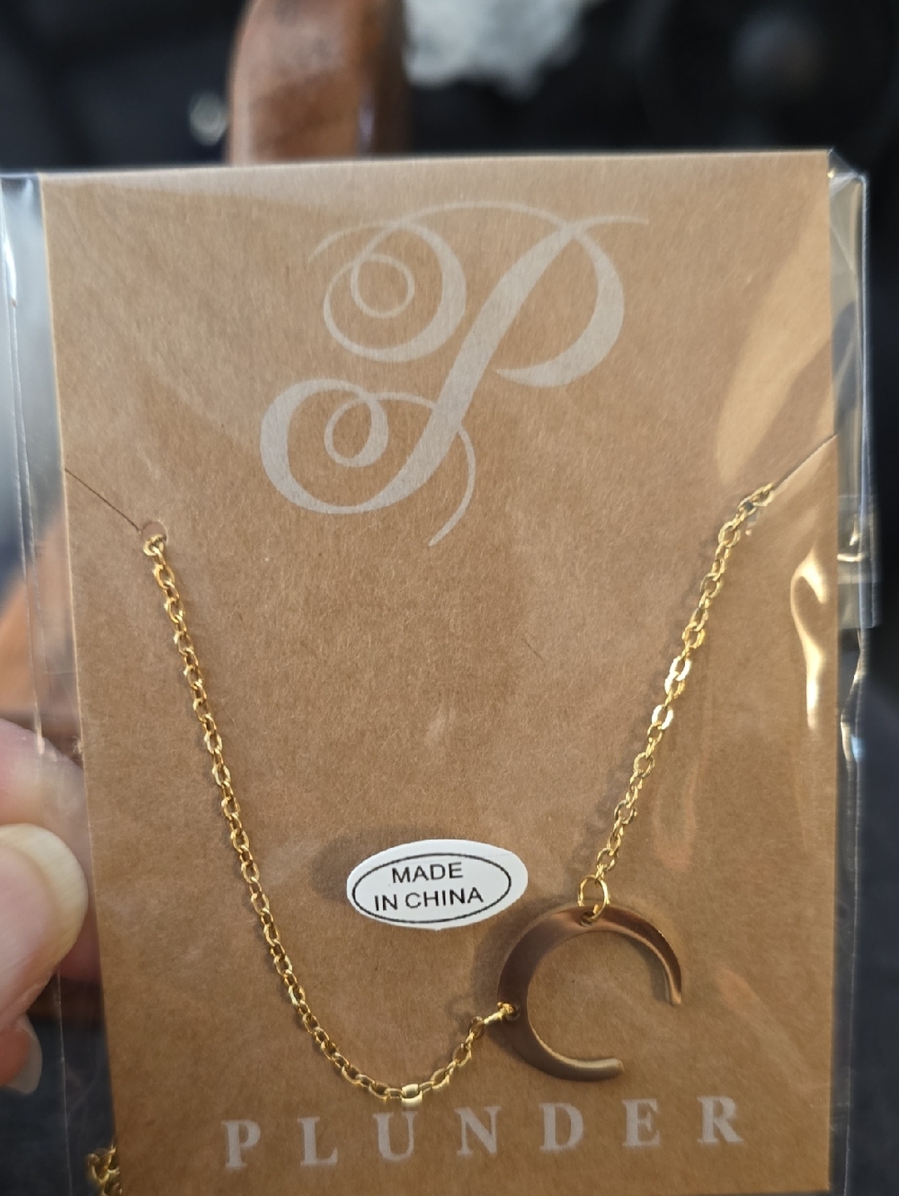Plunder Gold Crescent Moon Necklace - Gold